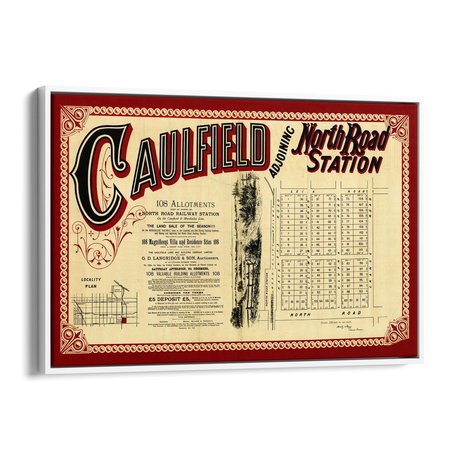 Caulfield Melbourne Vintage Real Estate Advert Art #2 - The Affordable Art Company