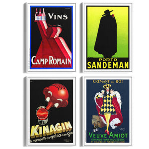 Set of 4 Vintage French Wine Advertisements Wall Art - The Affordable Art Company