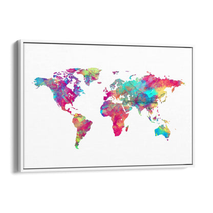 Watercolour World Map Colourful Wall Art - The Affordable Art Company