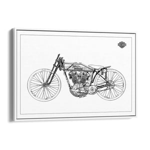 Harley Davidson Motorcycle Patent White Wall Art - The Affordable Art Company