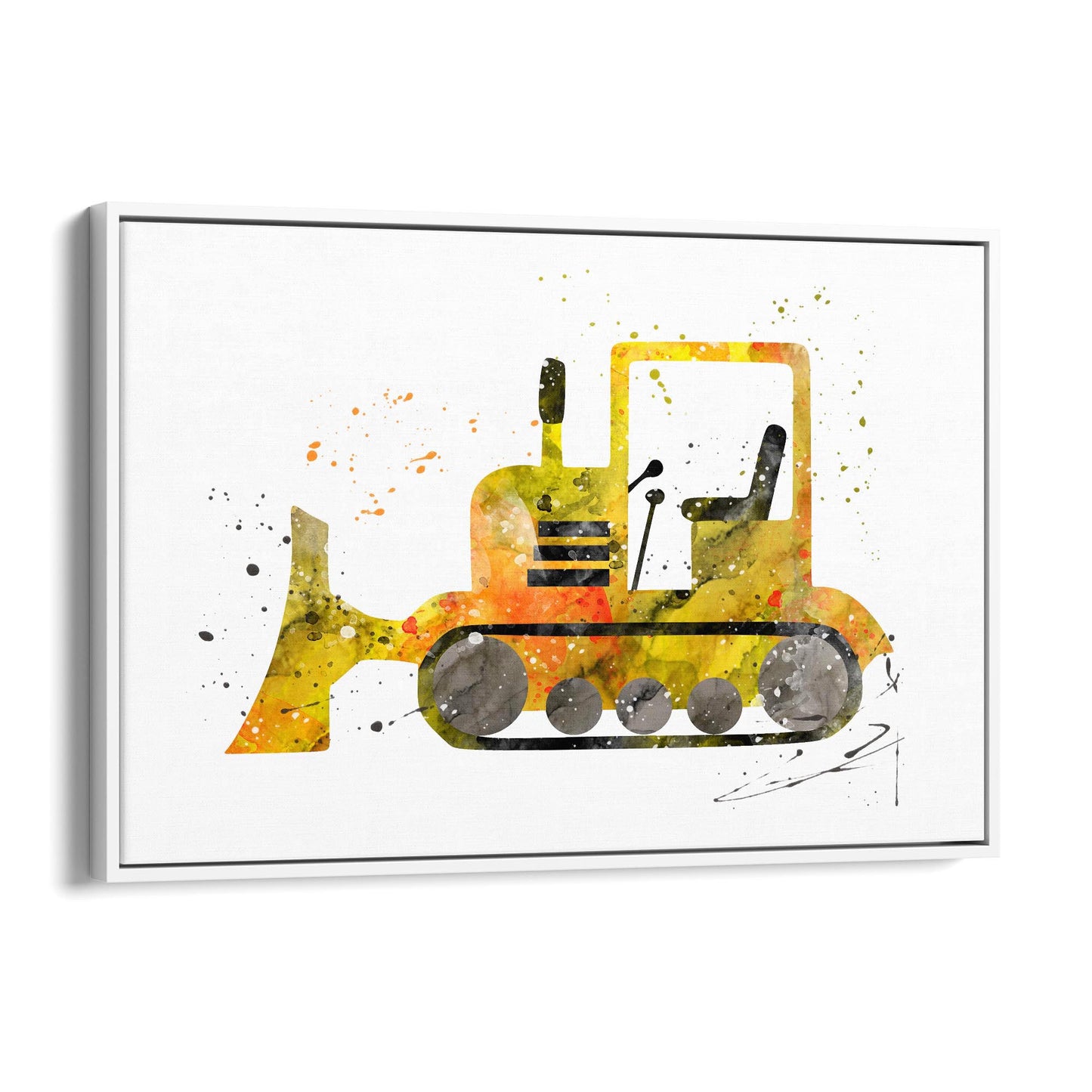 Yellow Digger Boys Bedroom Nursery Toddler Art #1 - The Affordable Art Company