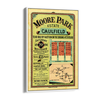 Caulfield Melbourne Vintage Real Estate Advert Wall Art - The Affordable Art Company