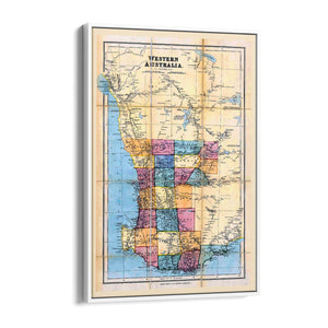 Western Australia Vintage Map Perth Wall Art - The Affordable Art Company