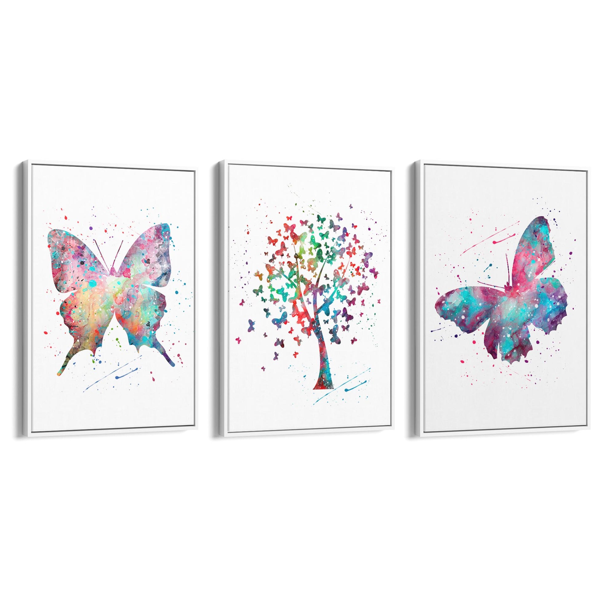 Set of Cute Butterfly Nursery Colourful Wall Art - The Affordable Art Company