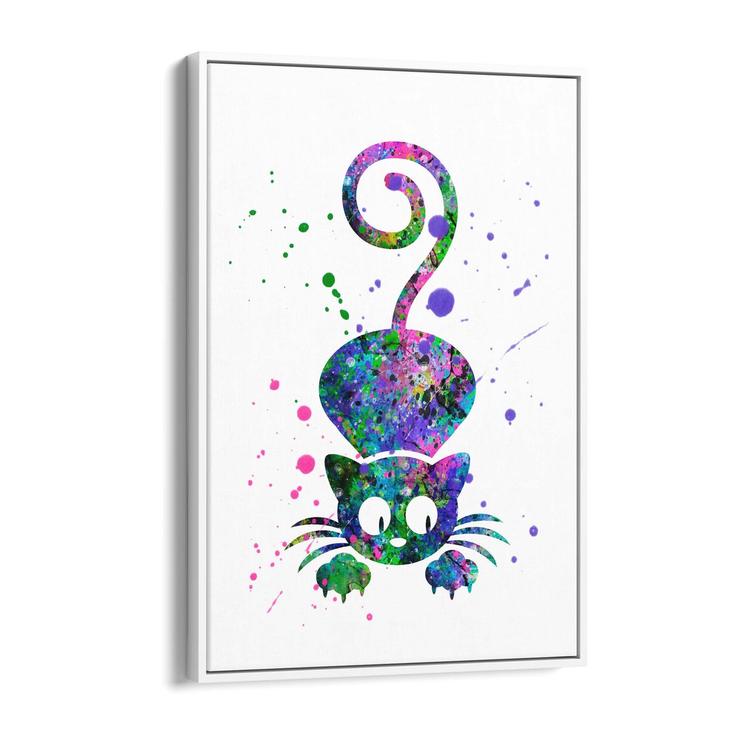 Cute Cat Painting Colourful Animal Wall Art #3 - The Affordable Art Company