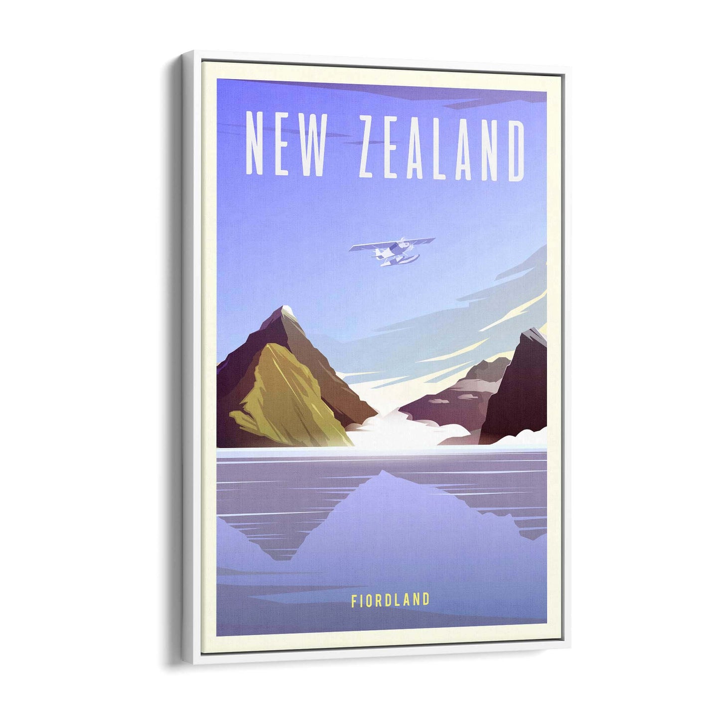 Retro Fiordland New Zealand Vintage Wall Art - The Affordable Art Company