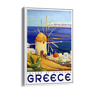 Island of Mykonos Greece Vintage Travel Advert Wall Art - The Affordable Art Company
