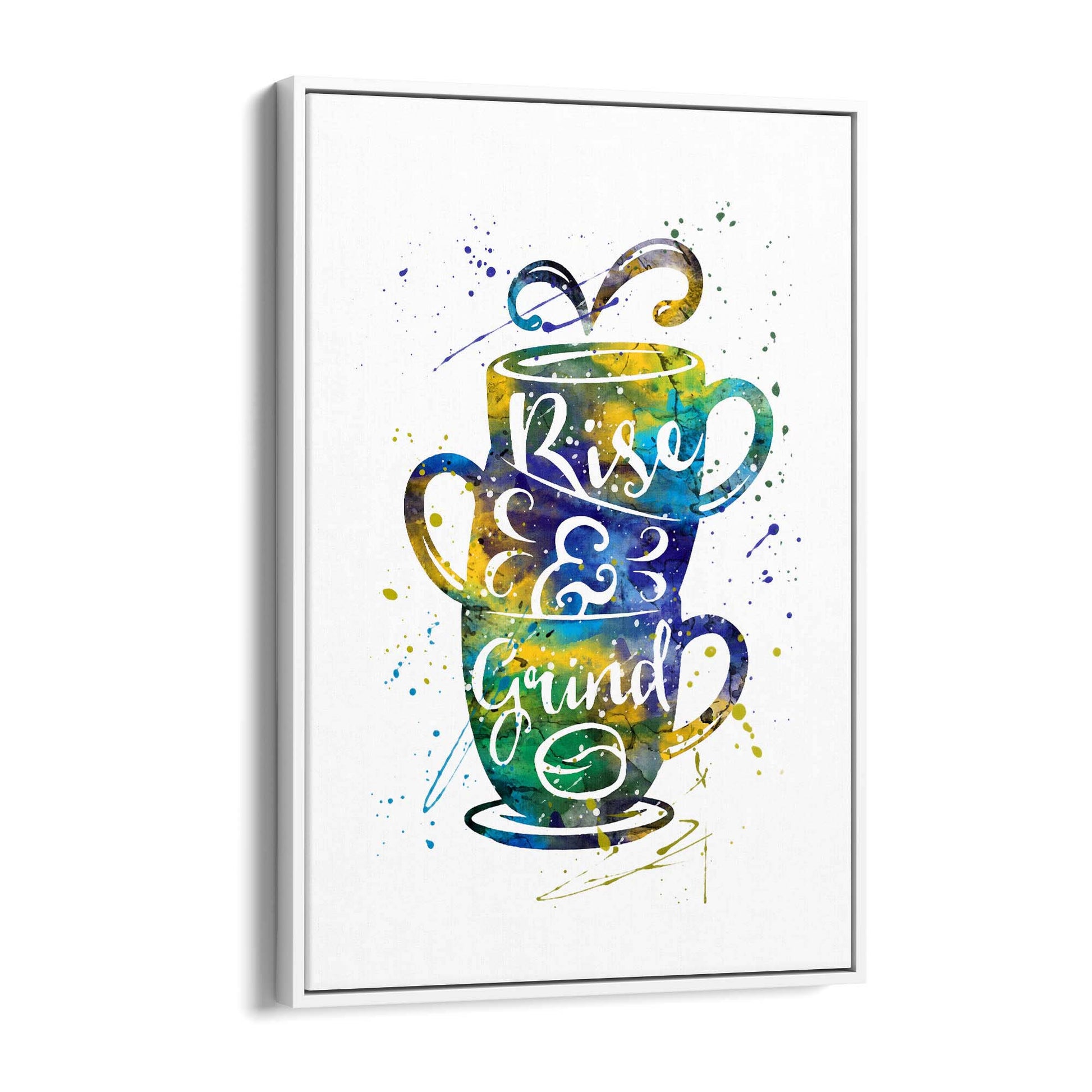 "Rise & Grind" Cafe Coffee Kitchen Morning Wall Art - The Affordable Art Company