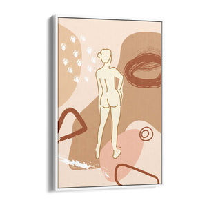 Nude Female Body Minimal Retro Drawing Wall Art - The Affordable Art Company
