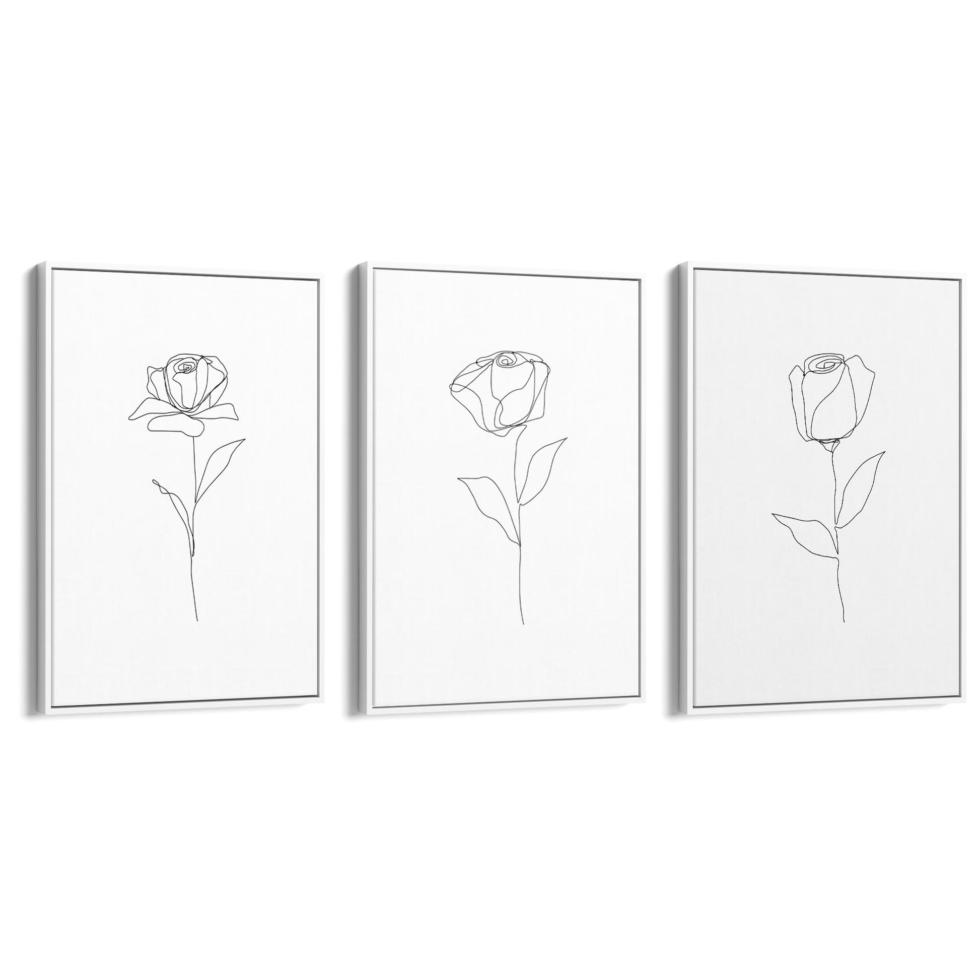 Set of Minimal Flower Line Drawings Wall Art #1 - The Affordable Art Company