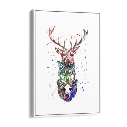 Animal Heads Man Cave Deer Wolf Bear Wall Art - The Affordable Art Company