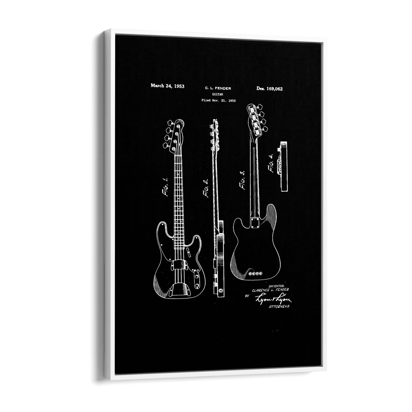 Fender Guitar Black Patent Music Gift Wall Art - The Affordable Art Company