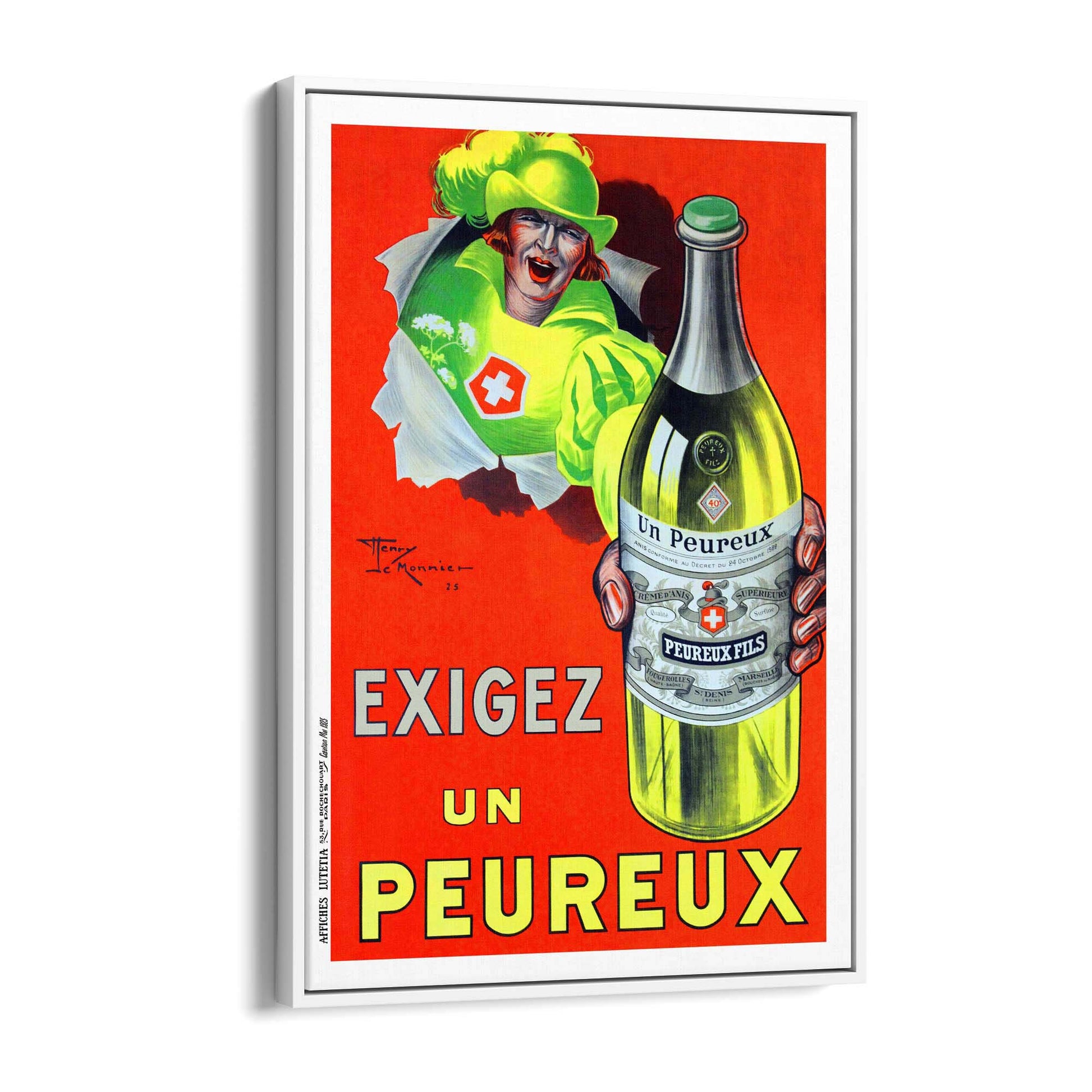 Exigez Un Peureux Vintage Drinks Advert Wall Art - The Affordable Art Company