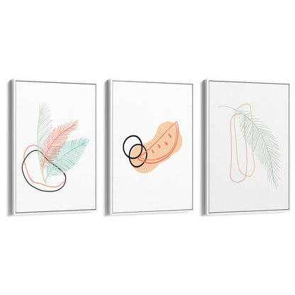 Set of Abstract Feather Kitchen Minimal Wall Art - The Affordable Art Company