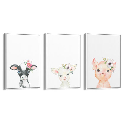 Set of Cute Baby Farm Animals Nursery Wall Art #1 - The Affordable Art Company