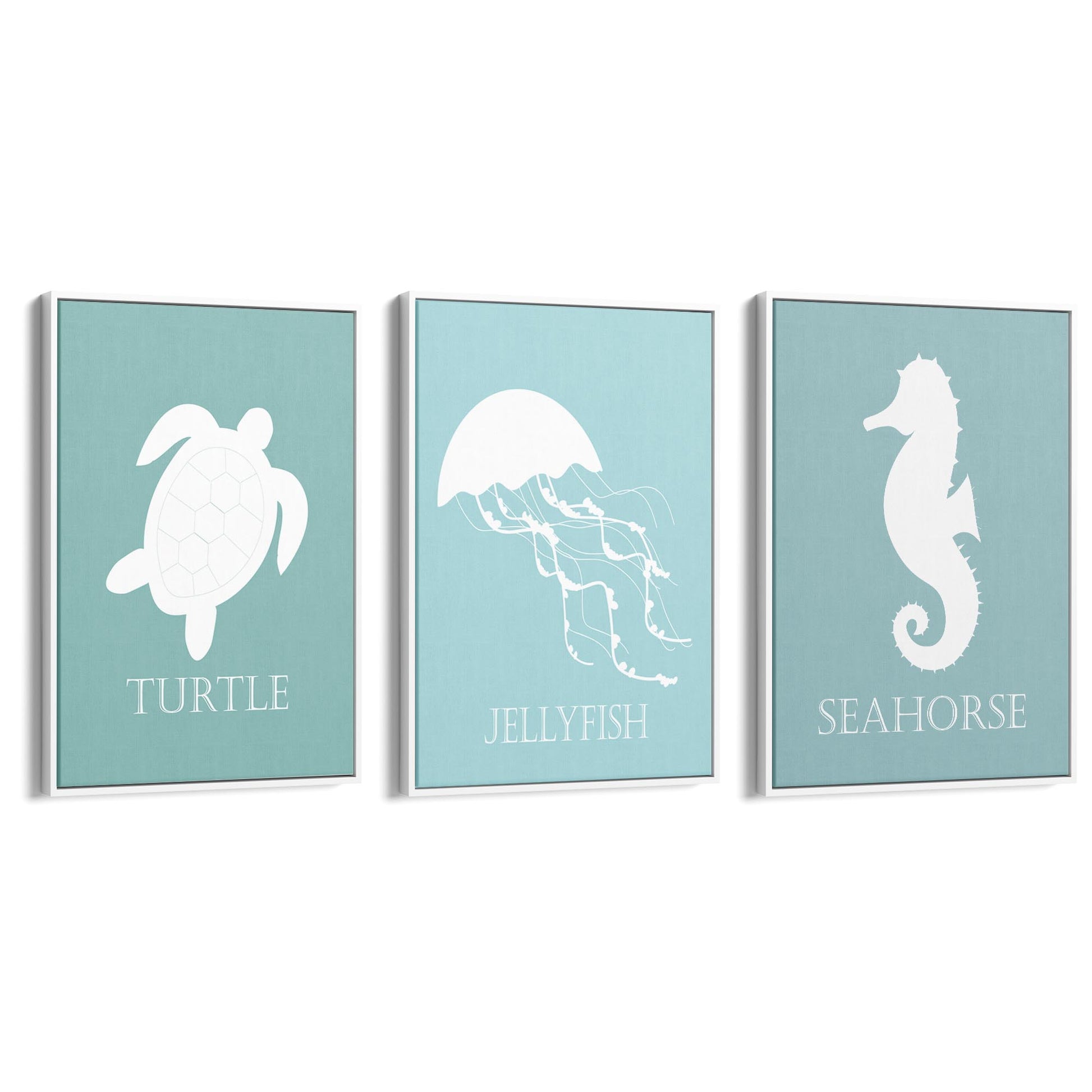 Set of Nursery Sea Life Turtle Seahorse Wall Art - The Affordable Art Company