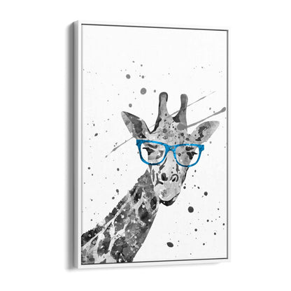 Giraffe with Glasses Cute Nursery Decor Wall Art - The Affordable Art Company