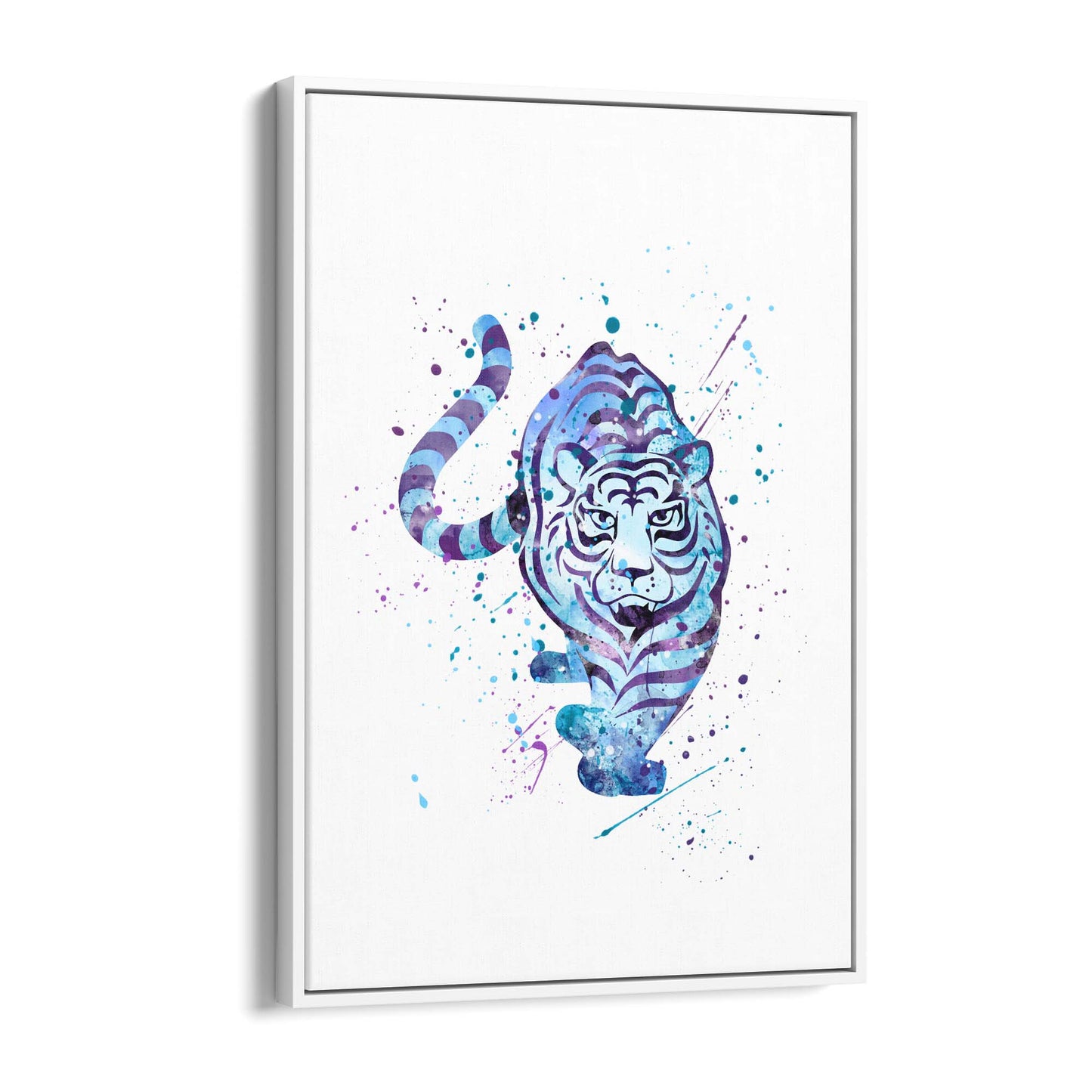 Blue Tiger Cute Animal Painting Wall Art - The Affordable Art Company