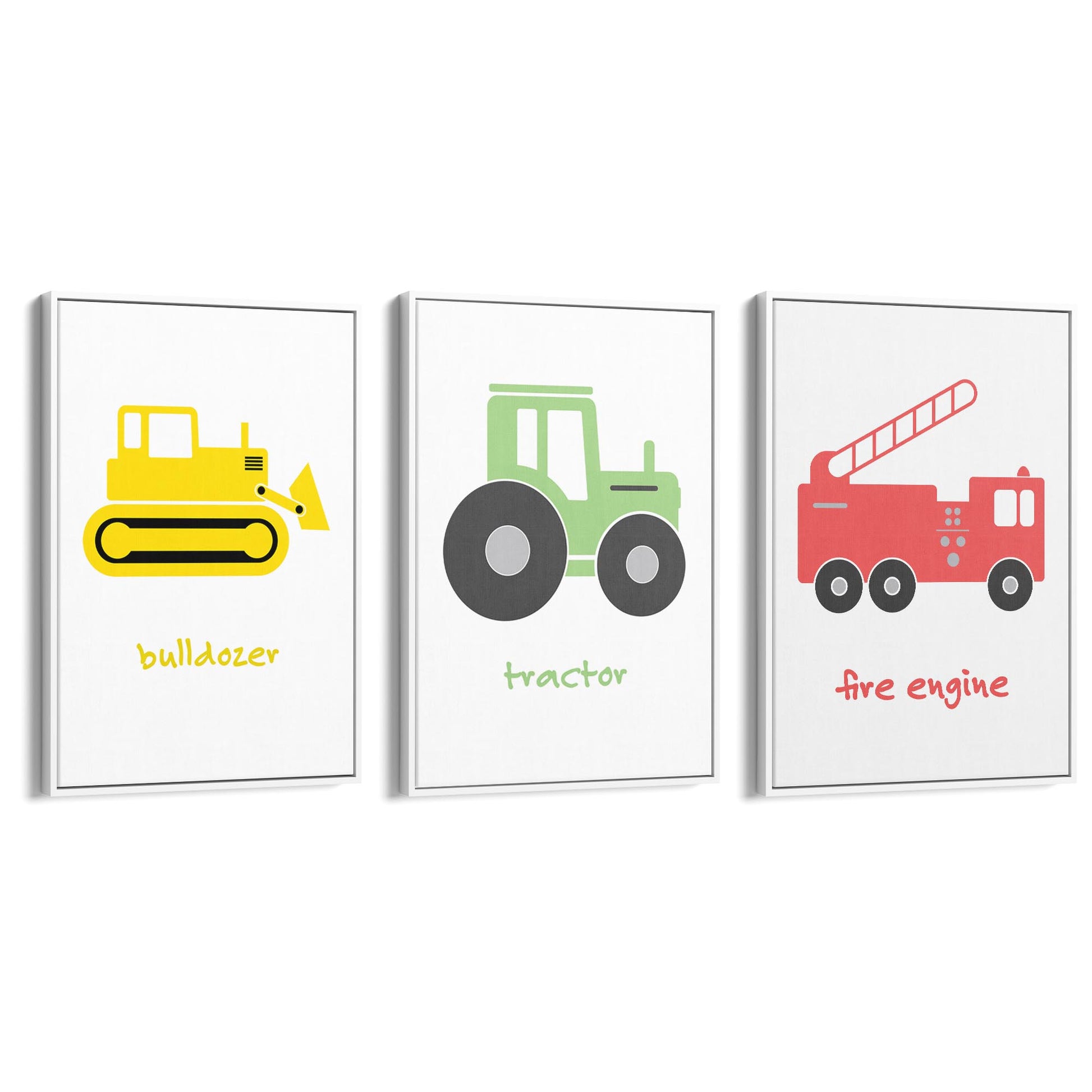 Set of Nursery Vehicles Boys Bedroom Wall Art - The Affordable Art Company