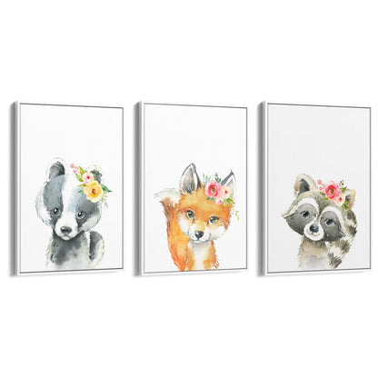 Set of Cute Baby Woodland Animals Nursery Wall Art #2 - The Affordable Art Company