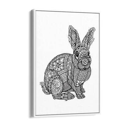 Rabbit Mandala Minimal Drawing Wall Art - The Affordable Art Company