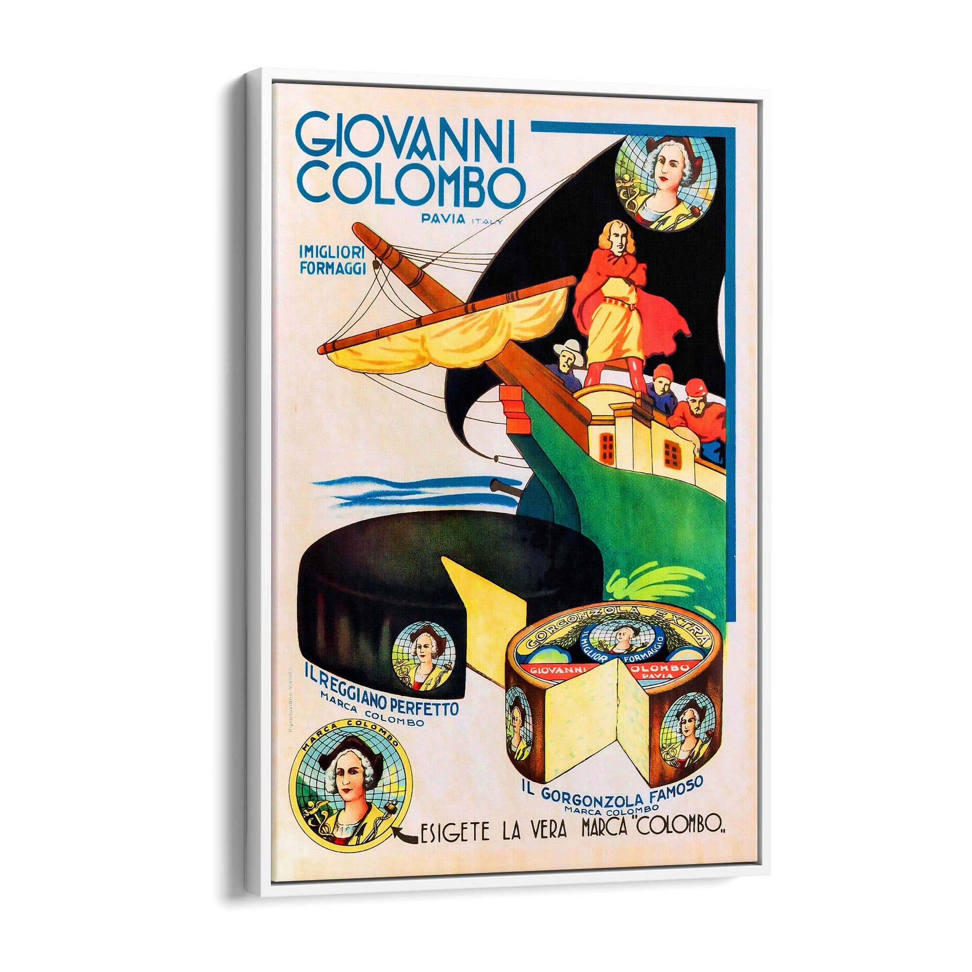 Giovanni Columbo Italian Cheese Vintage Food Advert Wall Art - The Affordable Art Company