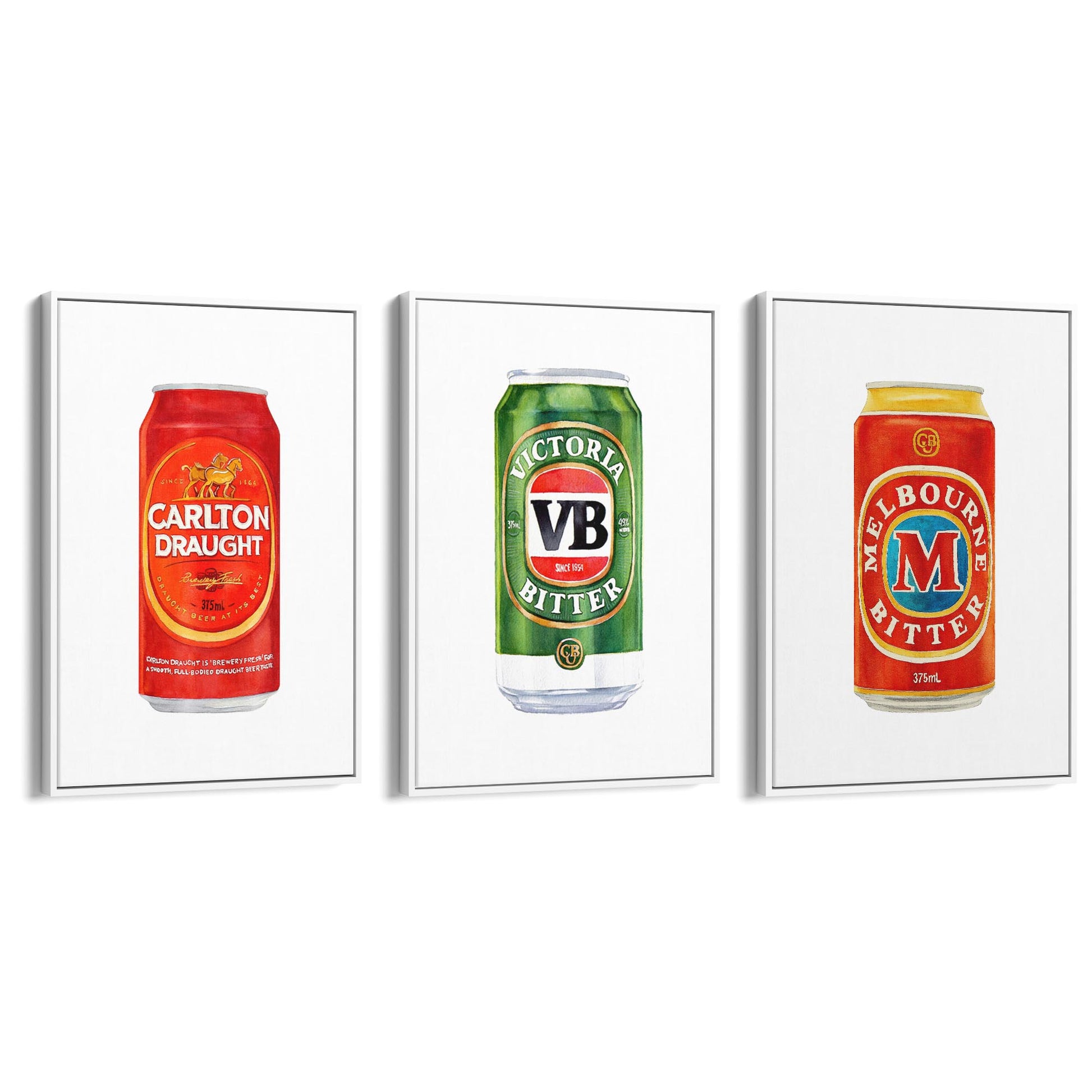 Set of Aussie Beer Tinnie Paintings Shed Wall Art - The Affordable Art Company