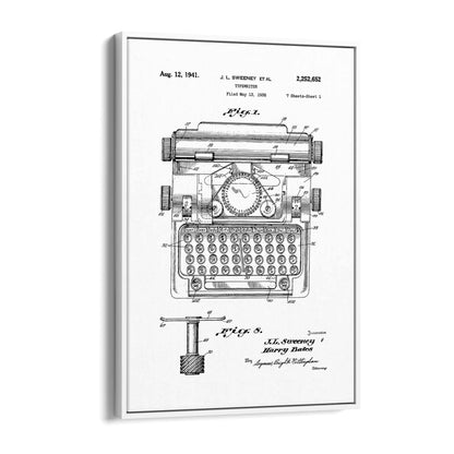 Vintage Typewriter White Patent Wall Art #3 - The Affordable Art Company