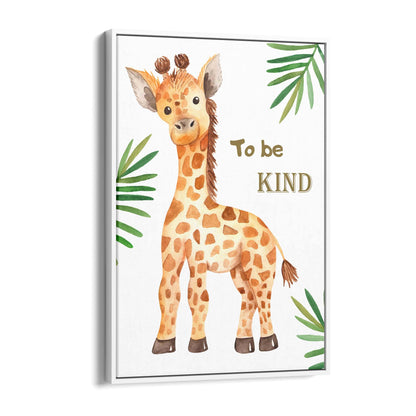 Giraffe "To Be Kind" Quote Nursery Baby Wall Art - The Affordable Art Company