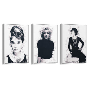 Set of Fashion Icons Ink Style Minimal Wall Art #1 - The Affordable Art Company