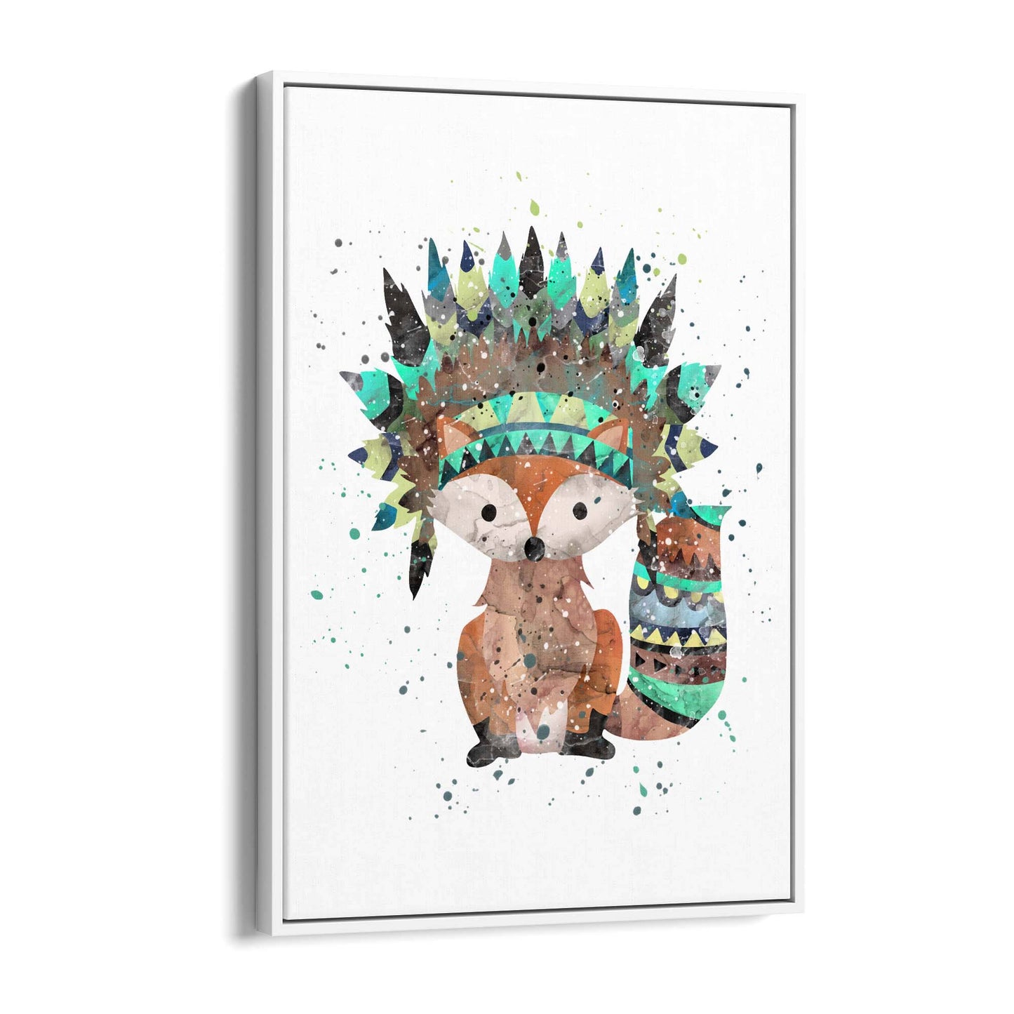 Native Fox Cartoon Nursery Bedroom Boho Wall Art - The Affordable Art Company