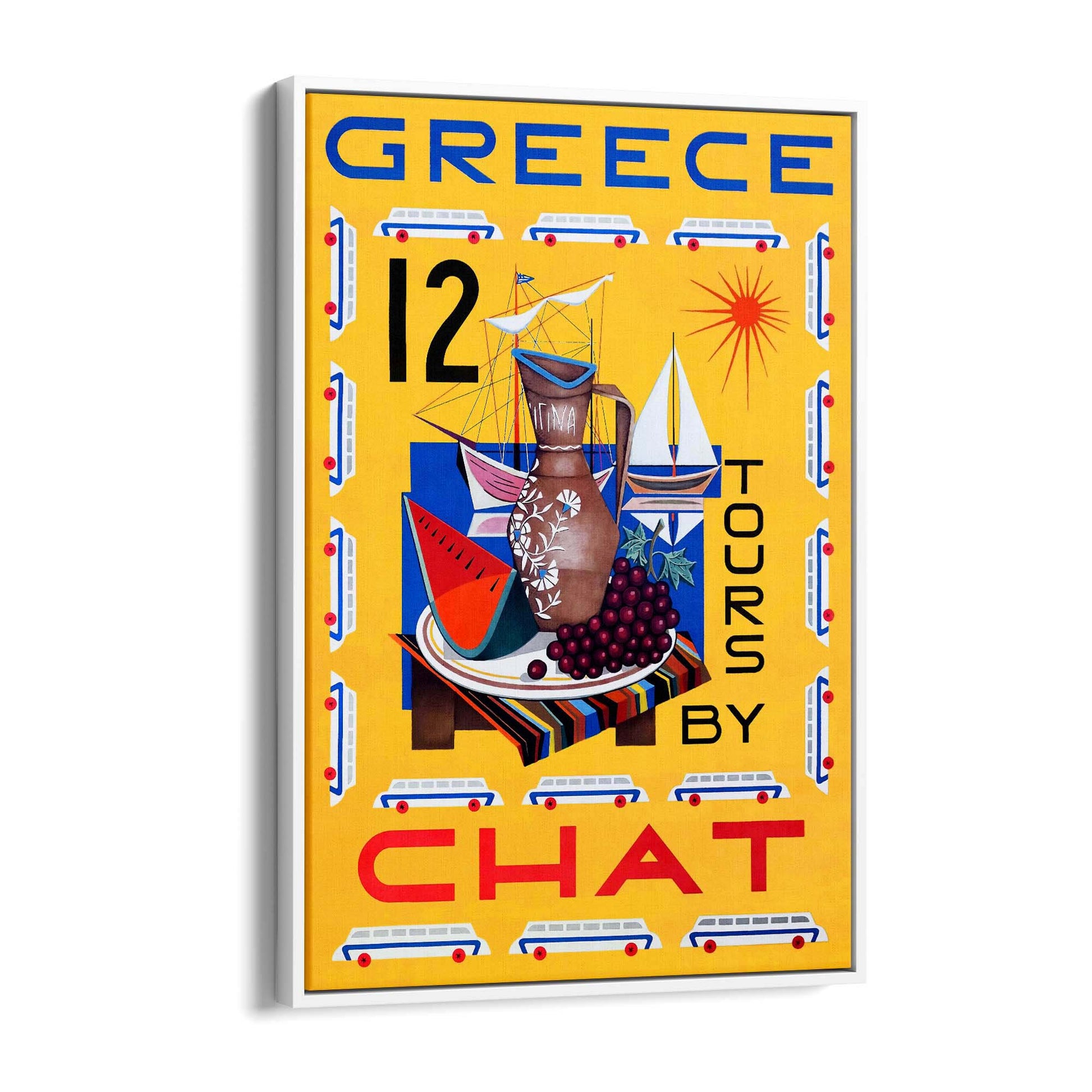 Greece Tours Vintage Travel Advert Wall Art - The Affordable Art Company
