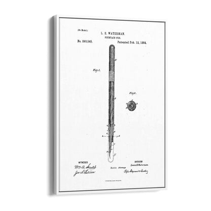 Vintage Fountain Pen Patent Artwork Wall Art #2 - The Affordable Art Company