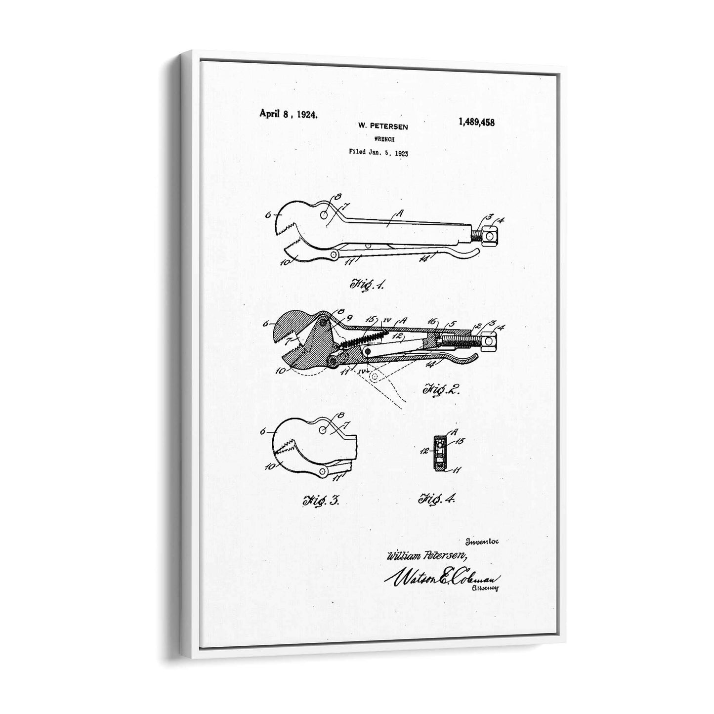 Vintage Wrench Tool Patent Wall Art #2 - The Affordable Art Company