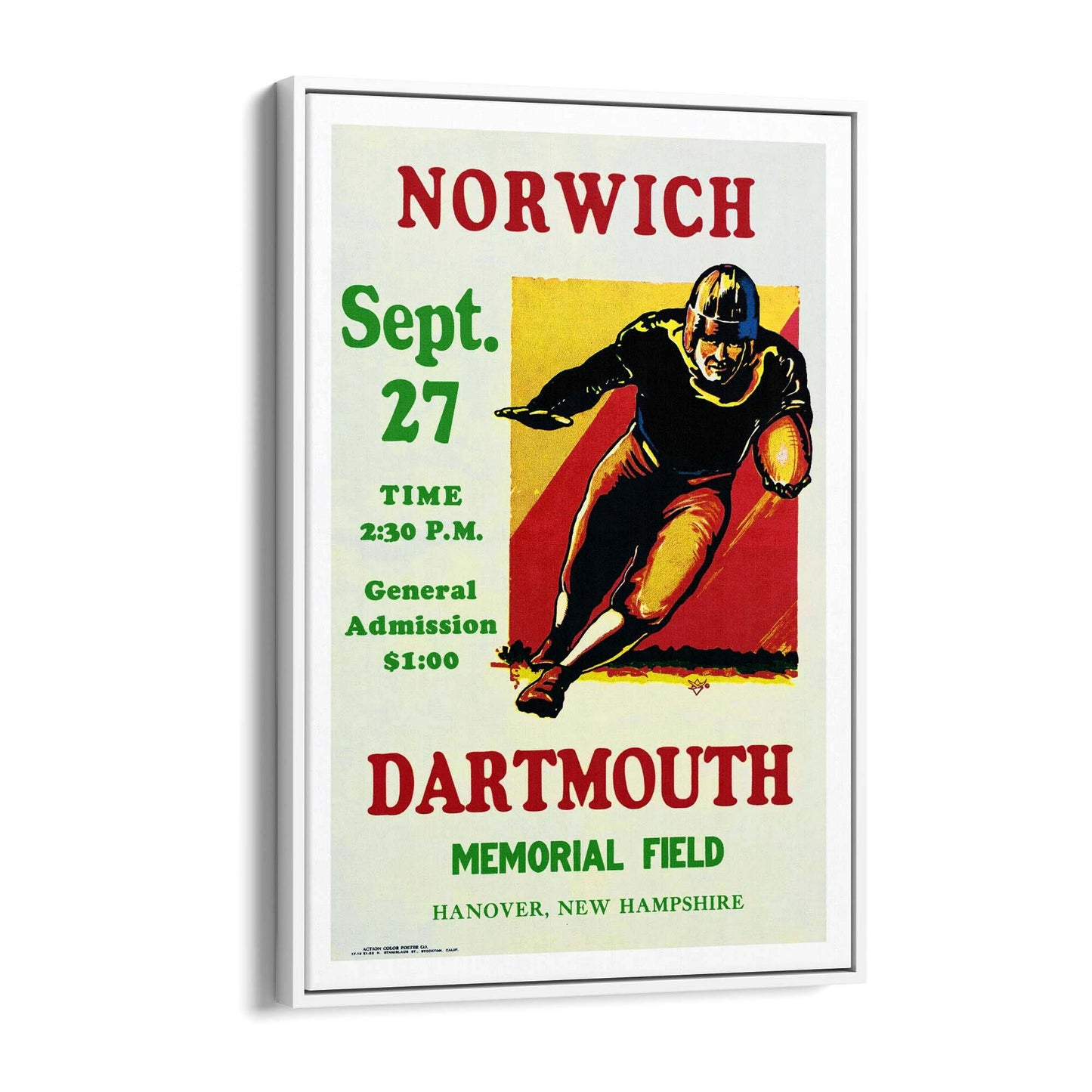 Dartmouth vs Norwich Rugby Vintage Sport Advert Wall Art - The Affordable Art Company