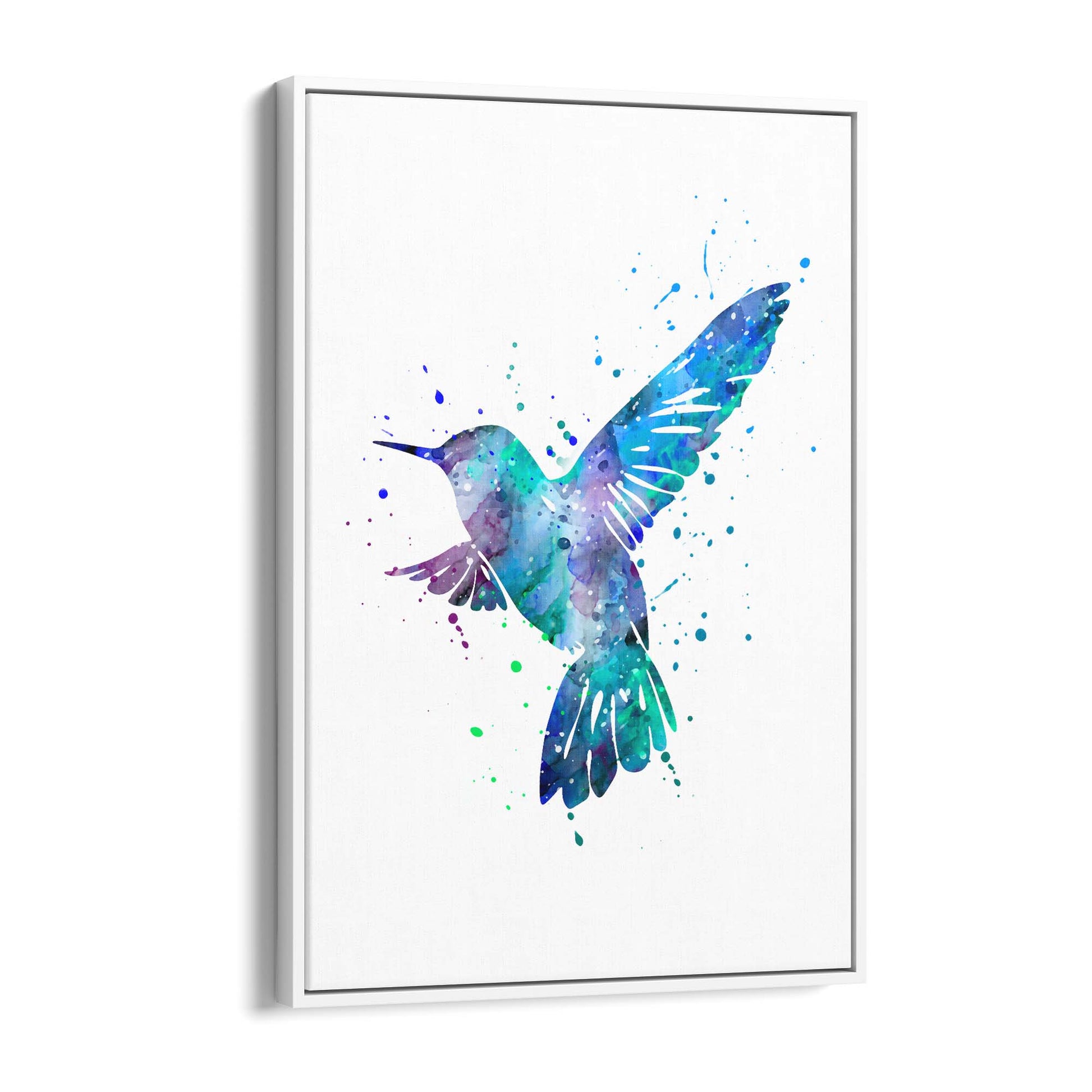 Abstract Blue Humming Bird Cute Artwork Wall Art - The Affordable Art Company