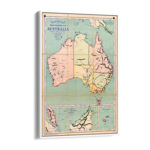 Australian Vintage Map Home Office Wall Art - The Affordable Art Company