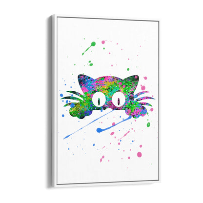 Cute Cat Painting Colourful Animal Wall Art #2 - The Affordable Art Company