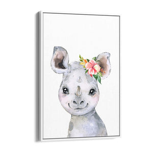 Cute Baby Rhino Nursery Animal Gift Wall Art - The Affordable Art Company