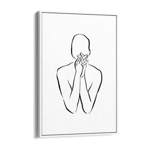 Thinking Nude Female Minimal Line Body Wall Art - The Affordable Art Company