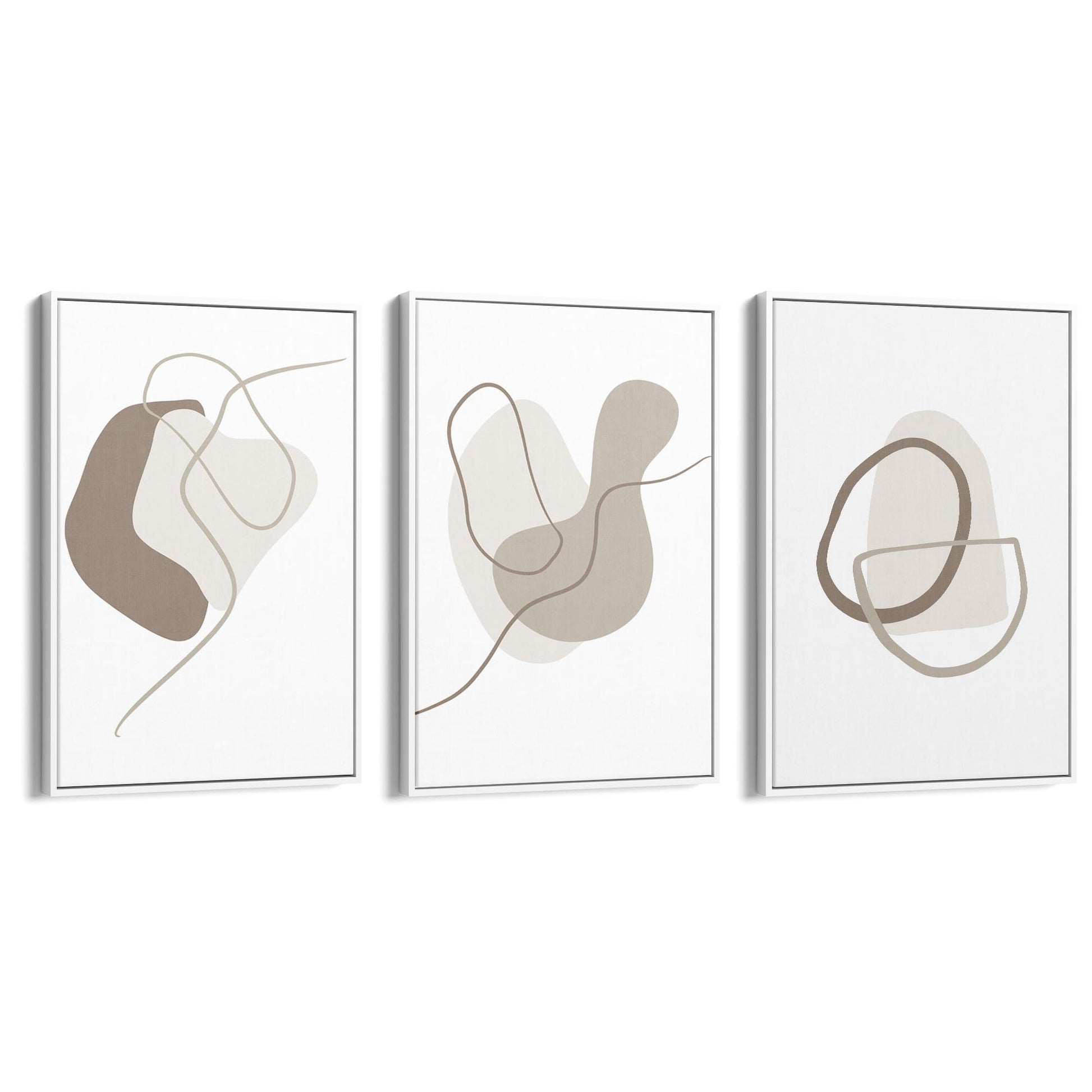 Set of Minimal Grey Line Shape Abstract Wall Art #2 - The Affordable Art Company