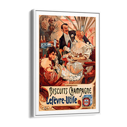 French Champagne & Biscuits Vintage Advert Art - The Affordable Art Company