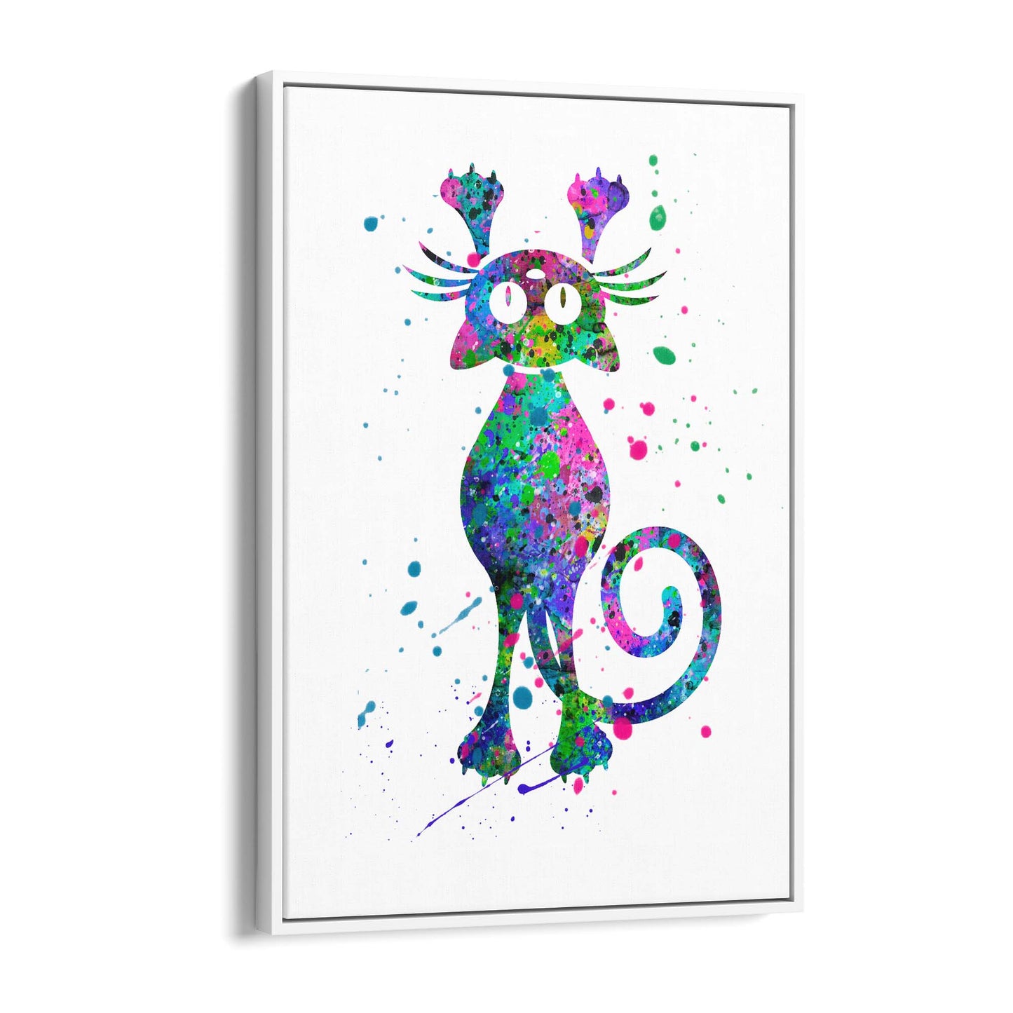 Cute Cat Painting Colourful Animal Wall Art #1 - The Affordable Art Company