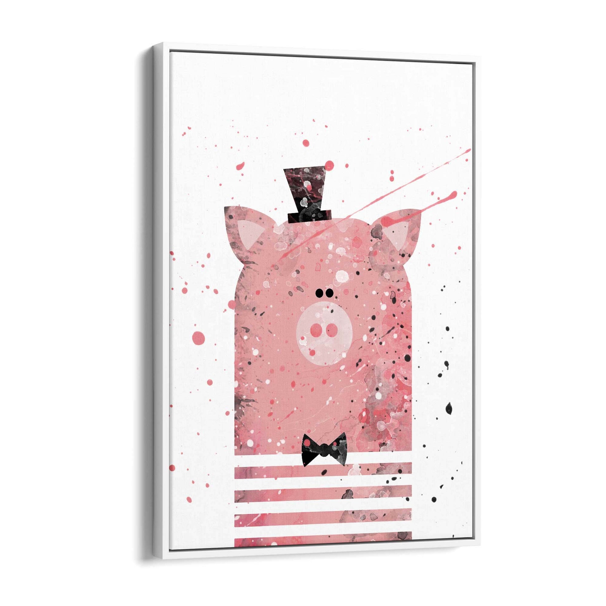 Pink Pig Nursery Cartoon Cute Animal Baby Wall Art - The Affordable Art Company