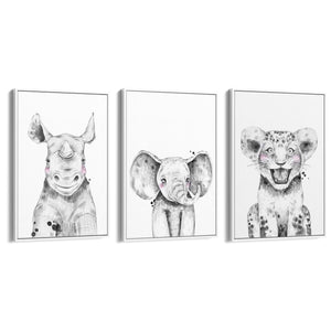 Set of Blushing Safari Animals Nursery Wall Art #2 - The Affordable Art Company