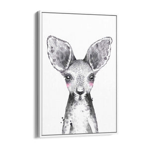Cute Blushing Baby Kangaroo Nursery Animal Wall Art - The Affordable Art Company