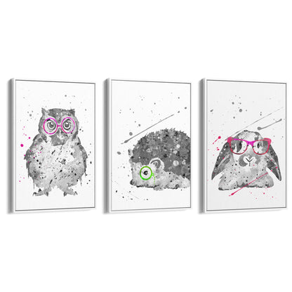 Set of Cute Animals Nursery Baby Wall Art - The Affordable Art Company