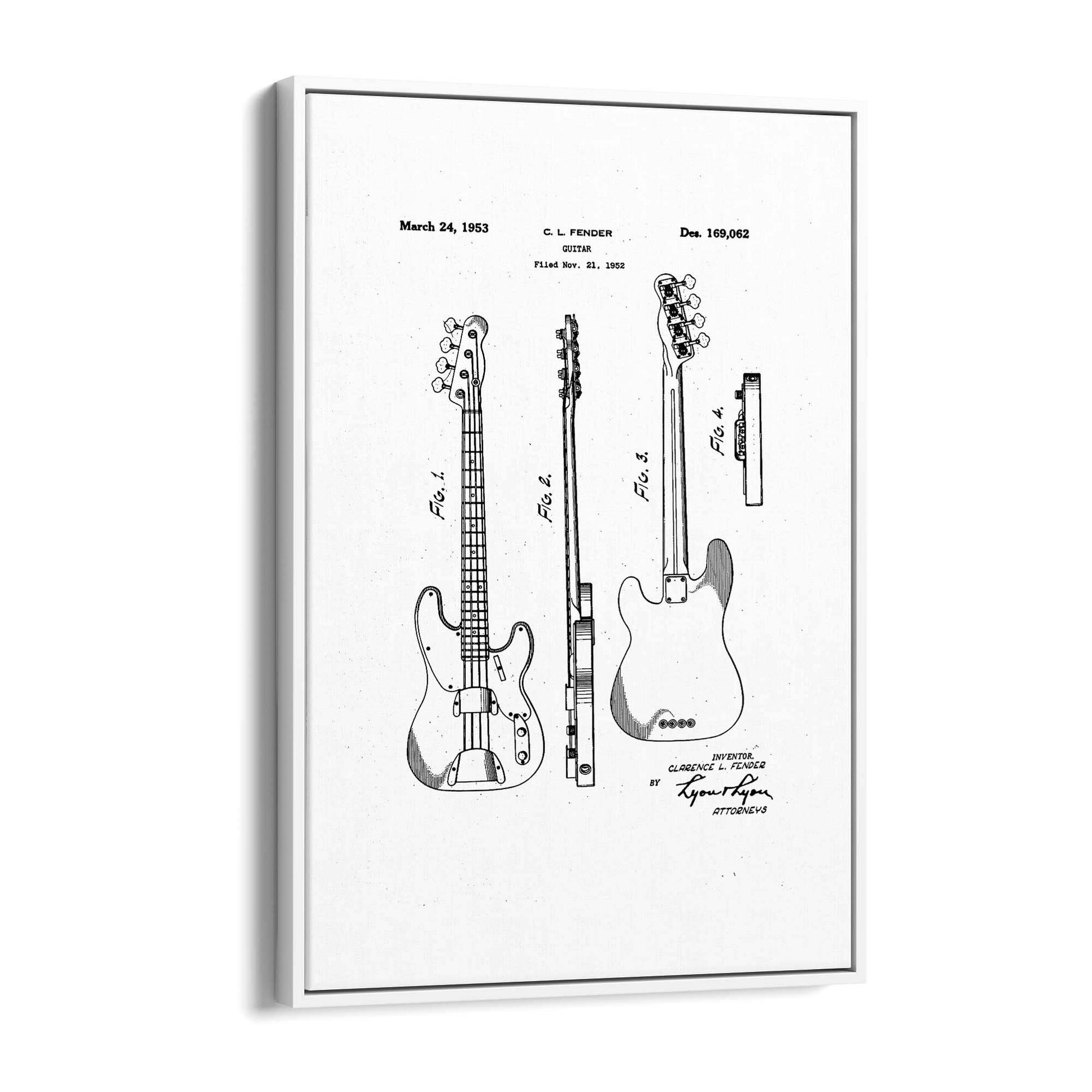 Fender Guitar White Patent Music Gift Wall Art - The Affordable Art Company