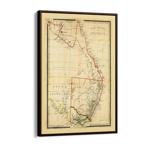 Vintage East Coast Australia Map Wall Art - The Affordable Art Company