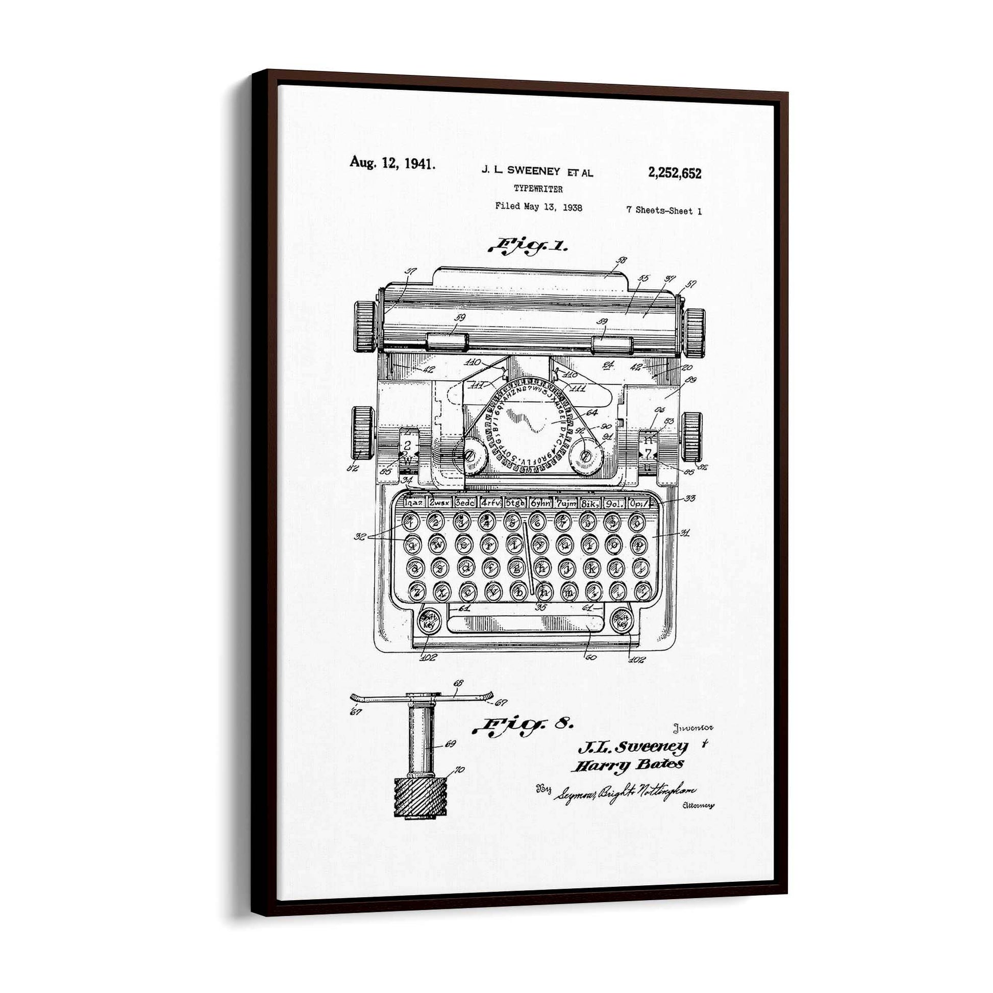 Vintage Typewriter White Patent Wall Art #3 - The Affordable Art Company